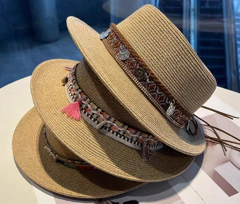 Ψάθινο καπέλο παραλίας Boho Brown
