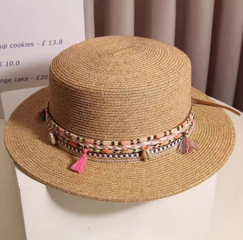 Boho Chic καφέ χάρτινο ψάθινο γυναικείο καπέλο