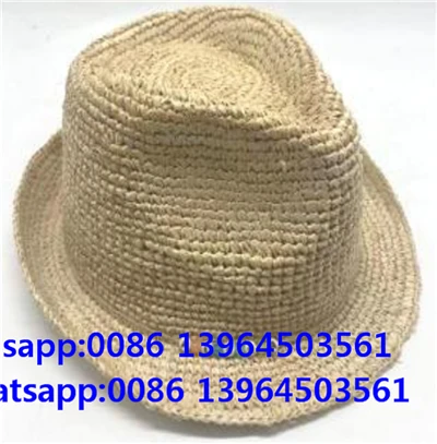 Χειροποίητο βελονάκι Fedora Μαλακό ψάθινο καπέλο