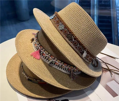 Ψάθινο καπέλο παραλίας Boho Brown