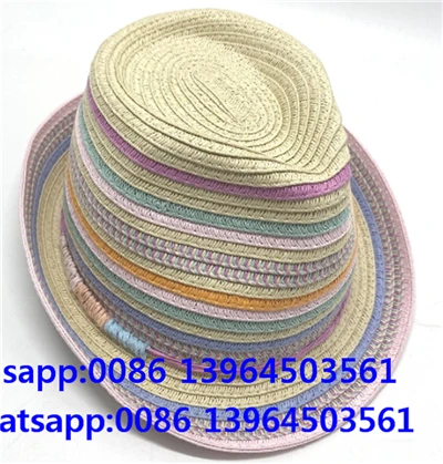 Πολύχρωμο ψάθινο καπέλο Fedora για γυναίκες